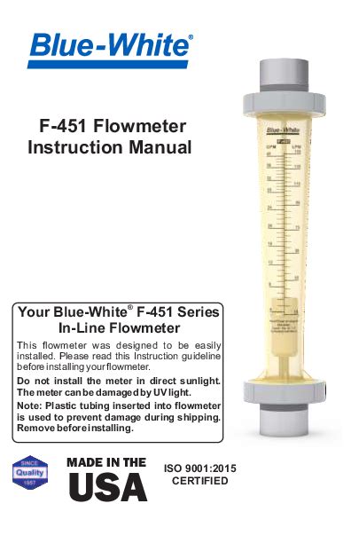blue white flow meter installation